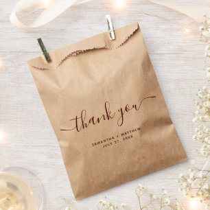 Sachets En Papier Mariage de script Merci Bourgogne