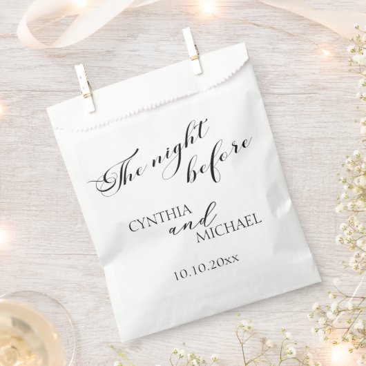 Sachets En Papier Mariage de script moderne "La nuit d'avant" (Coupé)