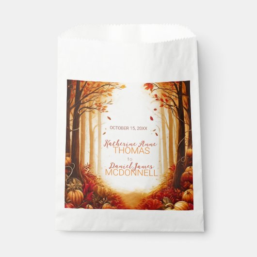 Sachets En Papier Mariage de silhouette de récolte d'automne enchant (Devant)