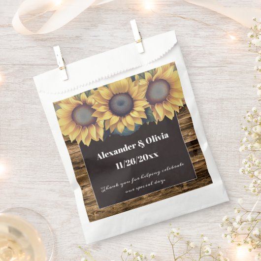 Sachets En Papier Mariage de tournesol rustique (Coupé)