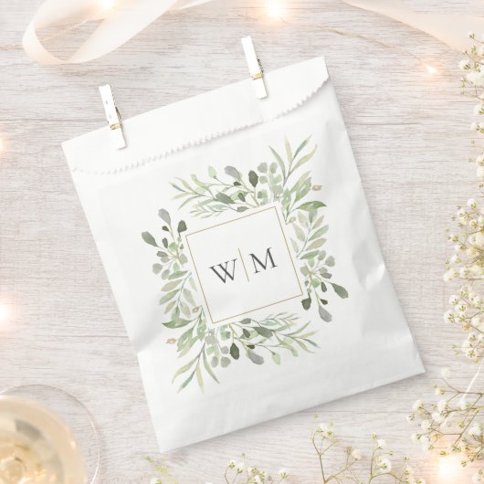 Sachets En Papier Mariage de verdure botanique à monogramme (Coupé)