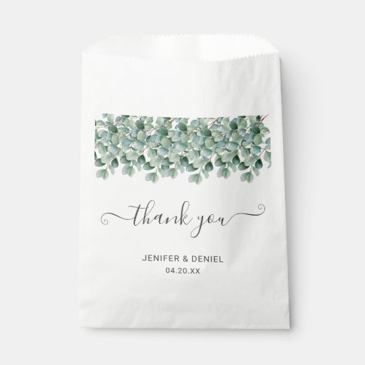 Sachets En Papier Mariage de verdure botanique d'Eucalyptus (Devant)