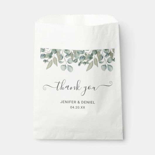 Sachets En Papier Mariage de verdure Eucalyptus (Devant)
