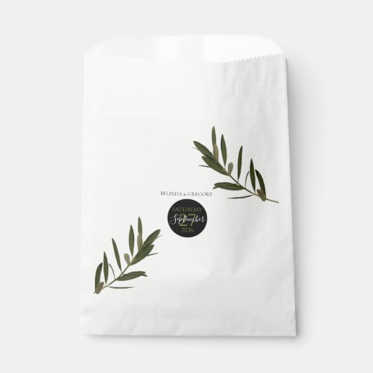 Sachets En Papier Mariage de verdure Feuille d'olive (Devant)