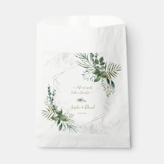 Sachets En Papier Mariage de verdure géométrique Rose de luxe (Devant)