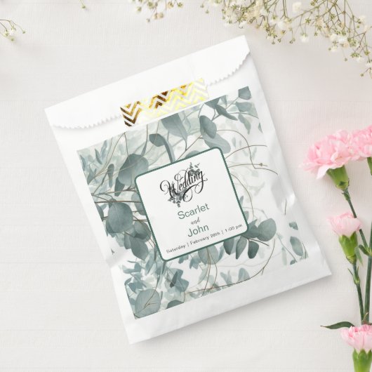 Sachets En Papier Mariage d'eau moderne sauge vert eucalyptus #2 (Scellé)