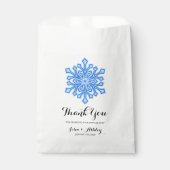 Sachets En Papier Mariage d'hiver personnalisé Blue Snowflake (Devant)