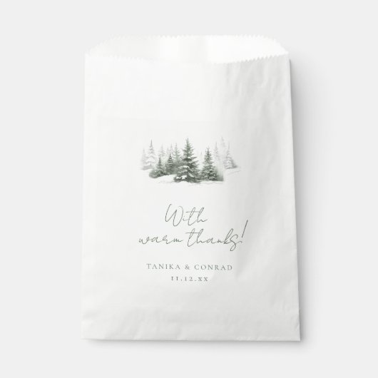 Sachets En Papier Mariage d'hiver rustique Merci Forest Green ID1049 (Devant)
