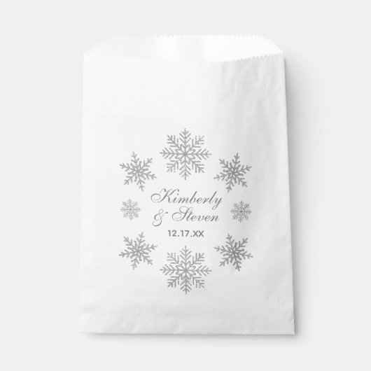 Sachets En Papier Mariage d'hiver Silver Snowflake (Devant)