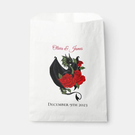 Sachets En Papier Mariage d'Imaginaire Black Dragon Red Roses (Devant)