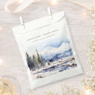 Sachets En Papier Mariage du paysage skiable de la montagne de neige
