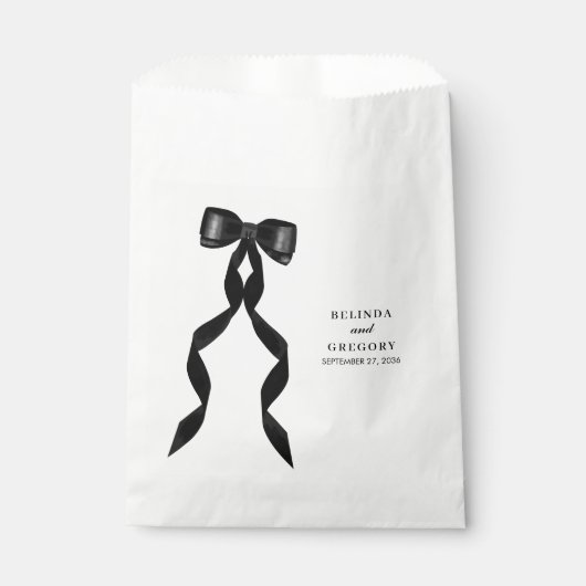 Sachets En Papier Mariage élégant au ruban noir (Devant)