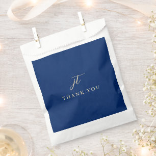 Sachets En Papier Mariage Élégant Bleu Marine et Crème Classique