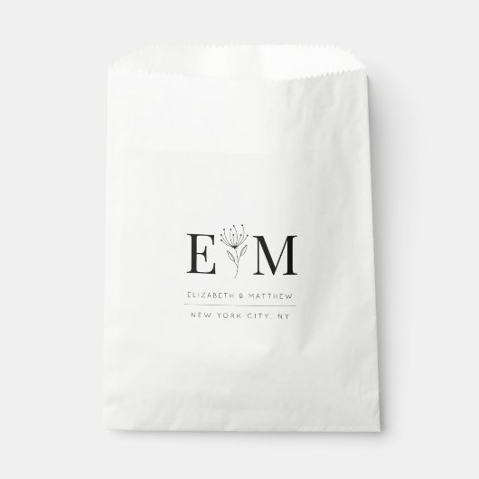 Sachets En Papier Mariage Élégant Chic Moderne Monogramme Foliage (Devant)