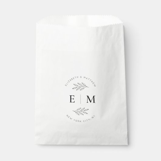 Sachets En Papier Mariage Élégant Chic Moderne Simple Chic Monogramm (Devant)