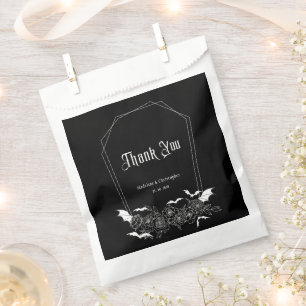 Sachets En Papier Mariage élégant gothique floral noir