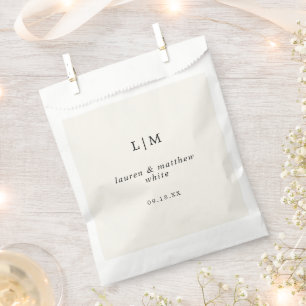 Sachets En Papier Mariage élégant monogramme jaune beurre moderne