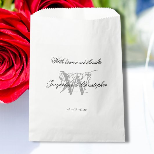 Sachets En Papier Mariage élégant Monogramme moderne + Noms Chic Can