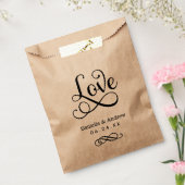 Sachets En Papier Mariage Élégant Monogramme Script Amour Noir (Scellé)