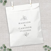 Sachets En Papier Mariage élégant Noir & Blanc Feuilles Vert Chic