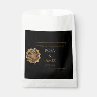 Sachets En Papier Mariage élégant noir et or – Personnalisé