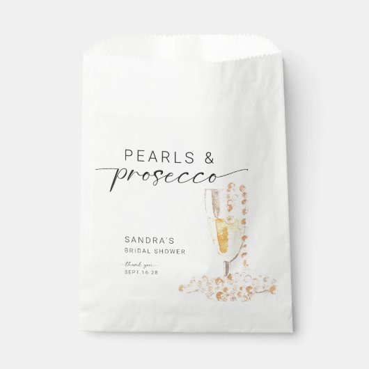 Sachets En Papier Mariage Élégant sur le thème Perles et Prosecco (Devant)