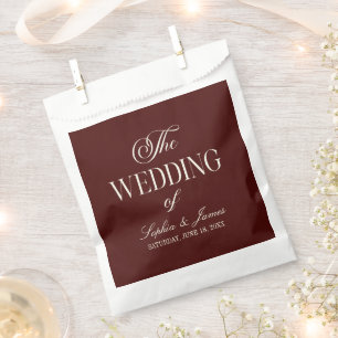 Sachets En Papier Mariage Élégant Vintage Ivoire Bourgogne Foncé