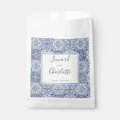 Sachets En Papier Mariage en carreaux bleus (Devant)
