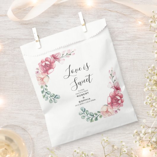 Sachets En Papier Mariage en fleur rose (Coupé)