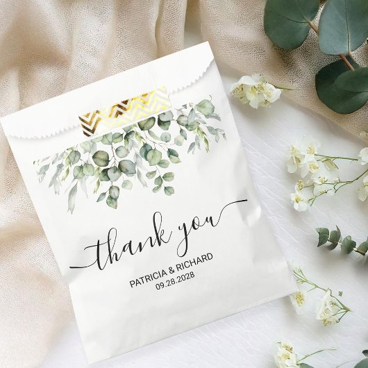 Sachets En Papier Mariage Eucalyptus vert
