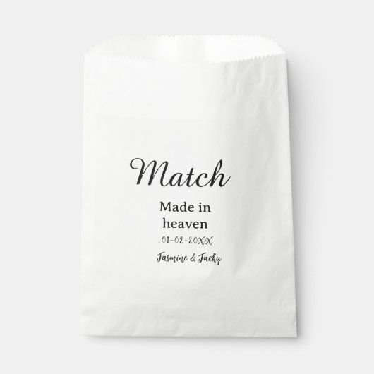 Sachets En Papier Mariage fait au ciel ajouter nom date calligraphie (Devant)