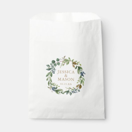 Sachets En Papier Mariage Favor Sac Vert Vert Marine Or (Devant)