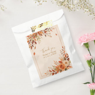 Sachets En Papier Mariage Feuillage Orange Automne Rustique