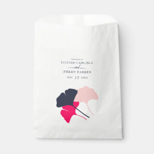 Sachets En Papier Mariage Feuille Bold Modern Navy et Pink Ginkgo