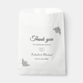 Sachets En Papier Mariage Fleur Moderne en Noir et Blanc (Devant)