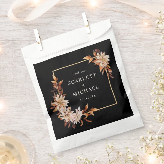 Sachets En Papier Mariage Fleur Noir (Coupé)