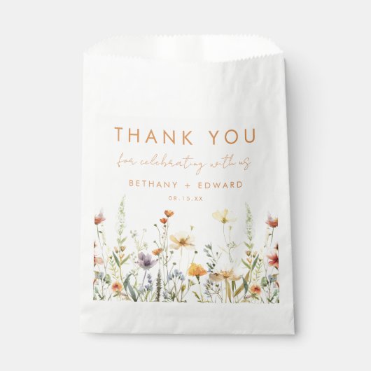Sachets En Papier Mariage Fleur sauvage rustique (Devant)