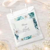 Sachets En Papier Mariage Fleur sauvage turquoise et non blanc (Coupé)