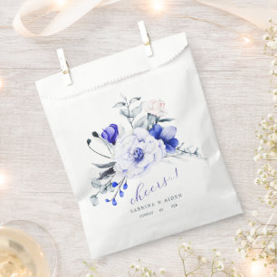 Sachets En Papier Mariage Fleural Ivoire Teinte De Bleu Royal