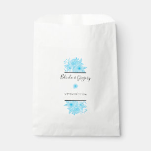 Sachets En Papier Mariage floral à aquarelle bleue