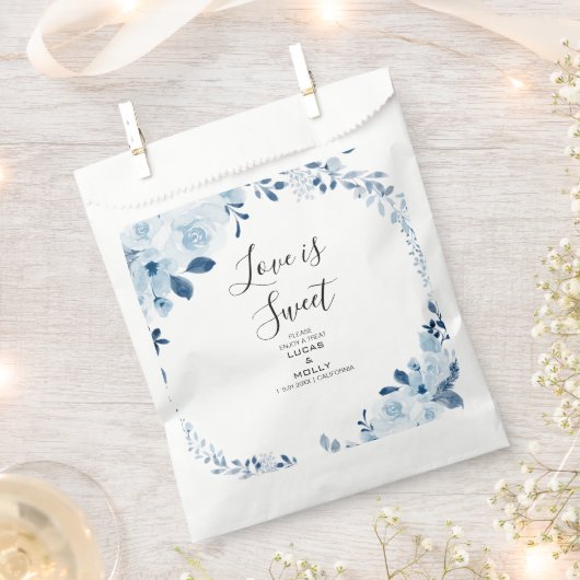 Sachets En Papier Mariage Floral bleu français moderne (Coupé)
