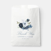 Sachets En Papier mariage floral bleu marine (Devant)