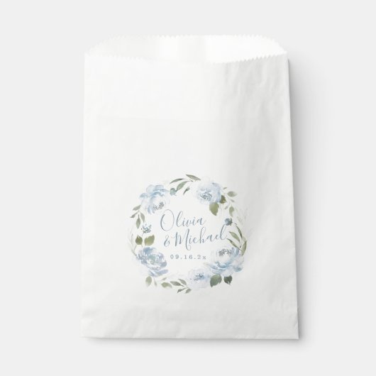 Sachets En Papier Mariage floral bleu roux romantique (Devant)