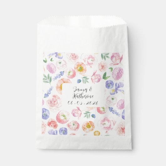 Sachets En Papier Mariage floral de l'aquarelle de printemps (Devant)