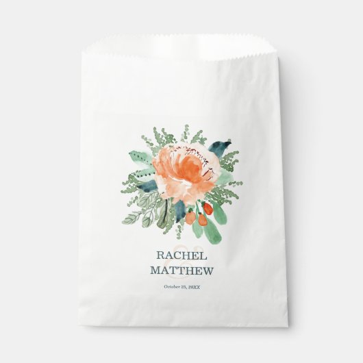 Sachets En Papier Mariage floral de pêche (Devant)