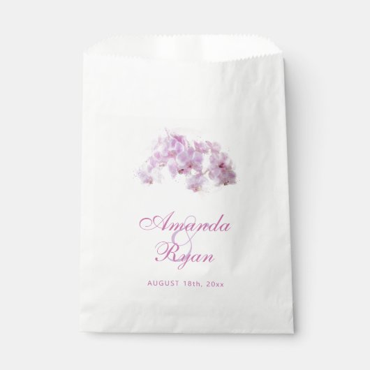 Sachets En Papier Mariage floral d'orchidée rose pâle (Devant)