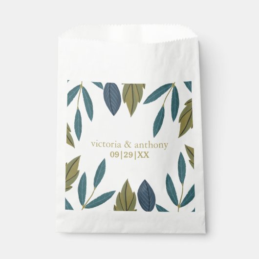 Sachets En Papier Mariage floral feuille rustique (Devant)