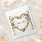 Sachets En Papier Mariage Floral Golden Ornate Heart Frame Élégant (Coupé)