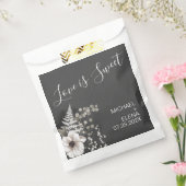 Sachets En Papier Mariage floral gris foncé et blanc (Scellé)