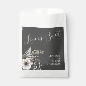 Sachets En Papier Mariage floral gris foncé et blanc (Devant)